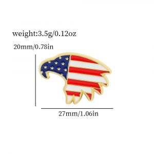 Abstract Liberty Torch Brooch: Hand-Painted Oil Drip on Vintage Flag Canvas