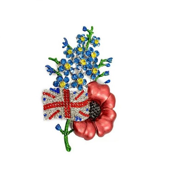 Fully Set Rhinestone Poppy Brooch - "Lest We Forget" Ruby Red Poppy Jewelry