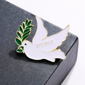 Peace Dove Brooch Set - Shimmering Bird Pendant Ribbon Badge for Memorial