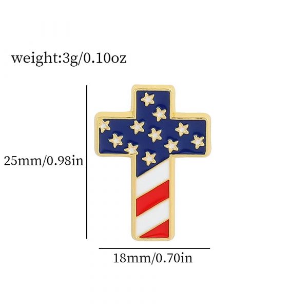 Abstract Liberty Torch Brooch: Hand-Painted Oil Drip on Vintage Flag Canvas