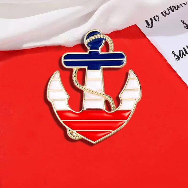July 4th Anchor Brooch Set - American Flag Campaign Ribbon Lapel Pin Patriotic