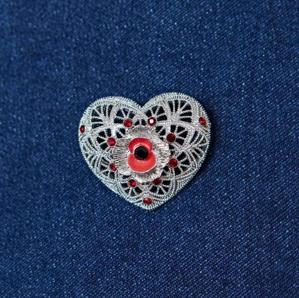 Western Commemorative Enamel Poppy Brooch - Oxblood Red Poppy Lapel Pin