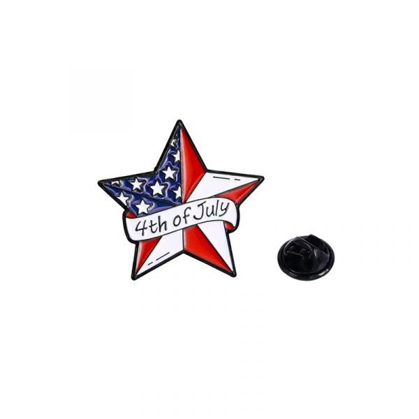 Original Patriotic Cartoon Star Pin - July 4th American Flag Alloy Commemorative Badge
