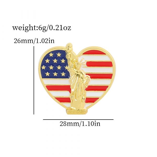 Abstract Liberty Torch Brooch: Hand-Painted Oil Drip on Vintage Flag Canvas