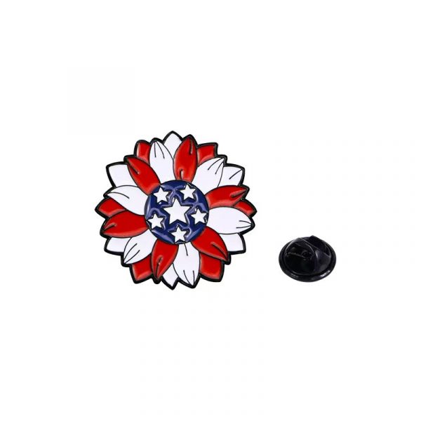 Original Patriotic Cartoon Star Pin - July 4th American Flag Alloy Commemorative Badge