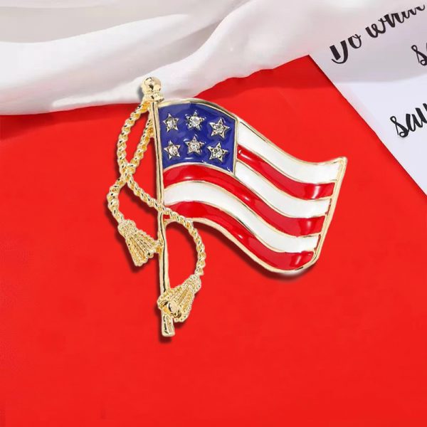 July 4th Anchor Brooch Set - American Flag Campaign Ribbon Lapel Pin Patriotic