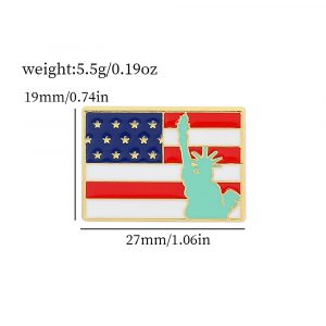 Abstract Liberty Torch Brooch: Hand-Painted Oil Drip on Vintage Flag Canvas