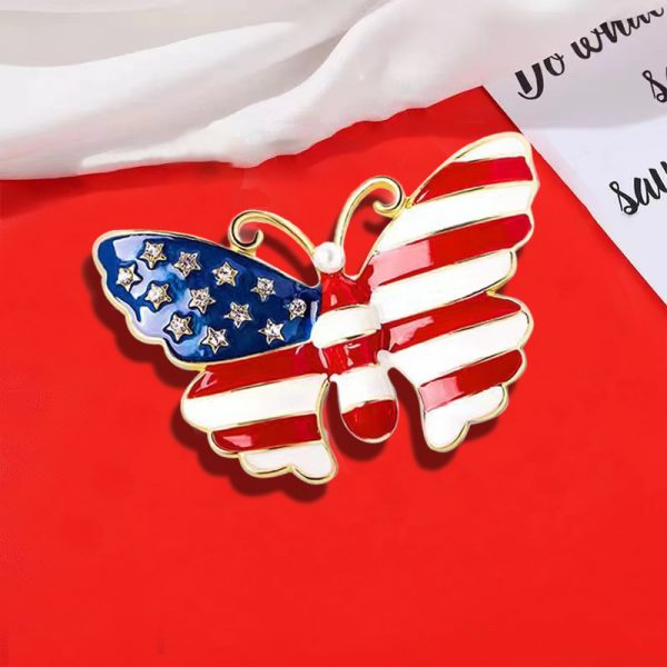 July 4th Anchor Brooch Set - American Flag Campaign Ribbon Lapel Pin Patriotic