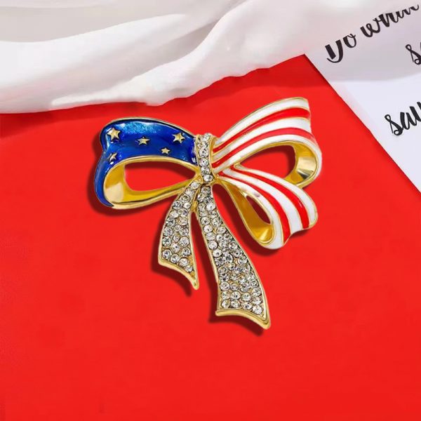 July 4th Anchor Brooch Set - American Flag Campaign Ribbon Lapel Pin Patriotic